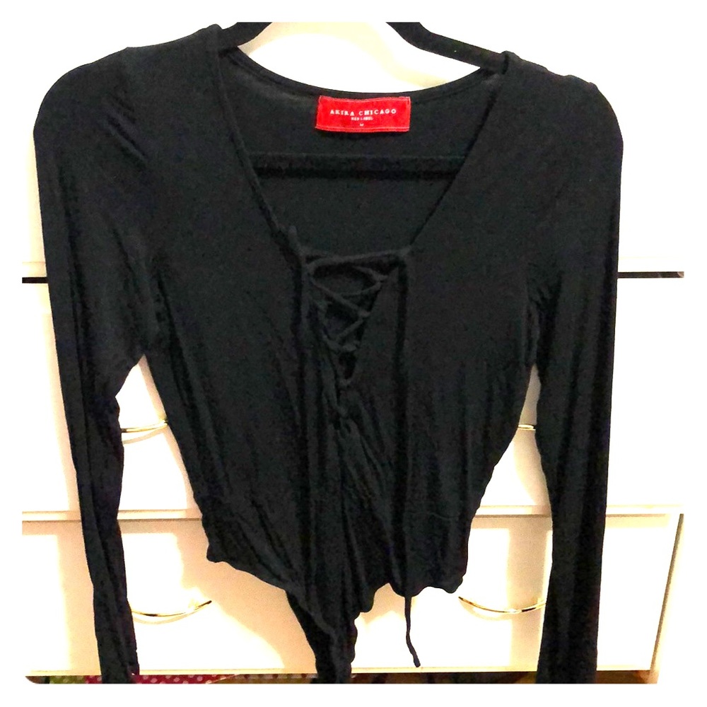 AKIRA black long sleeve bodysuit